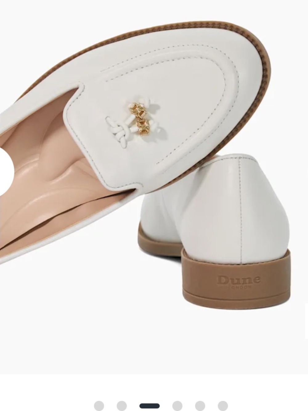 Dune London Cream Leather Loafers with Gold Detail Size 9.5